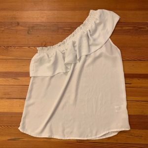 Shinestar Chiffon White One Shoulder Top